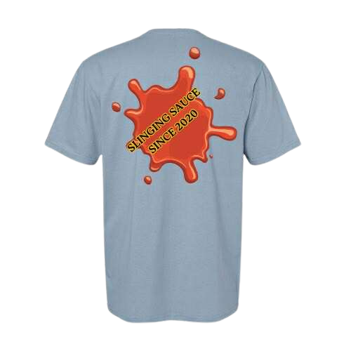 Nick’s Sauce Small-Batch Logo T-Shirt - Stone Blue with Color Emblem