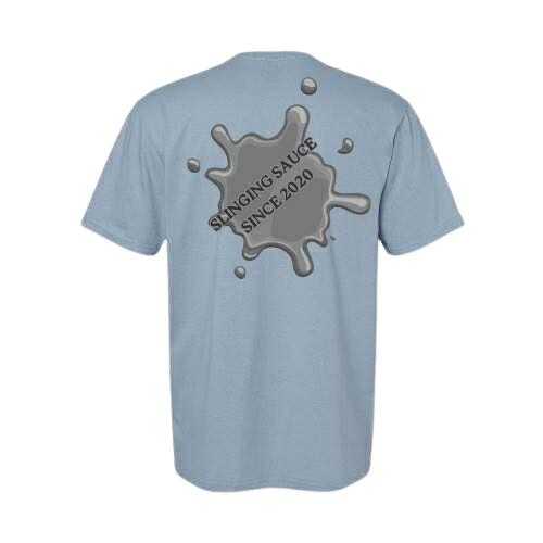Nick’s Sauce Small-Batch Logo T-Shirt – Stone Blue with Black Emblem