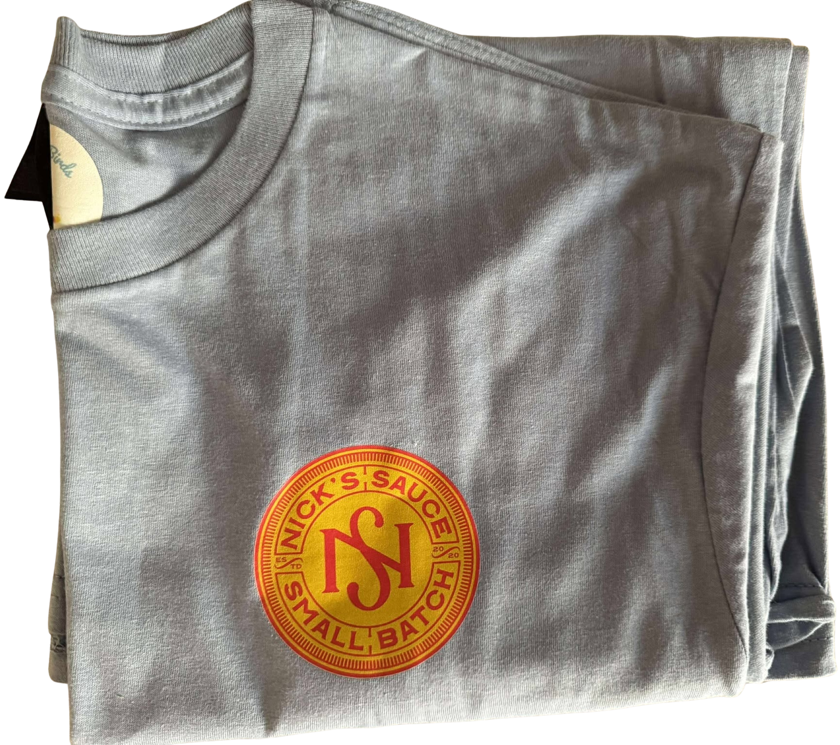 Nick’s Sauce Small-Batch Logo T-Shirt - Stone Blue with Color Emblem